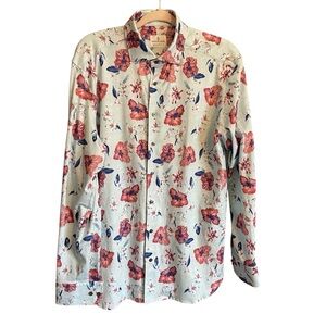 Emanuel Berg Modern Fit-17in neck-Size L/XL-Floral Print-Made in Poland